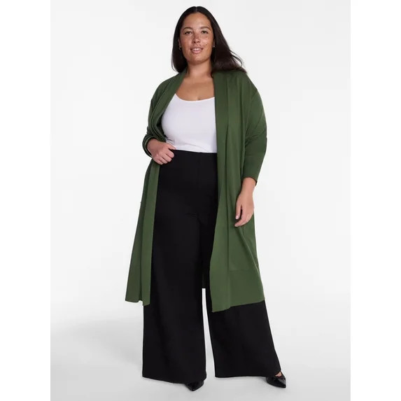 Terra and Sky Women's Plus Core Duster Cardigan with Long Sleeves, Lightweight,Sizes 0X-5X | Walmart (US)