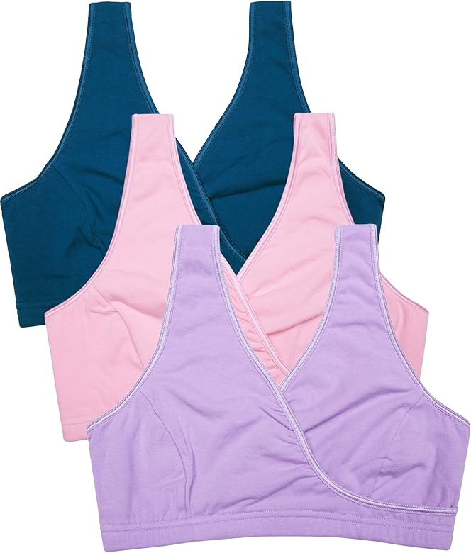 CAKYE 3 Pack Maternity Nursing Sleep Bra Breastfeeding Cotton Bralette | Amazon (US)