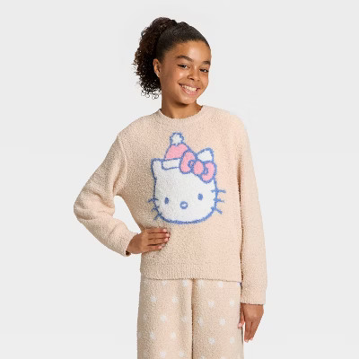 Girls' Hello Kitty and Friends Printed Sweater - Cream | Target