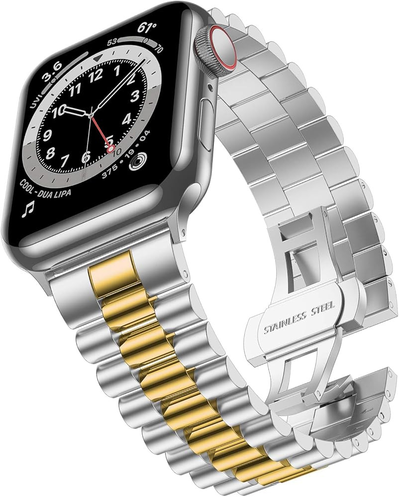 baozai Compatible with Apple Watch Band Series 9 49mm 45mm 44mm 42mm, Stainless Steel iWatch Band... | Amazon (US)