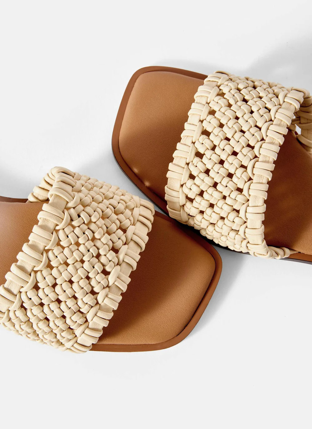Sophie Cream Leather Woven Sliders | Mint Velvet
