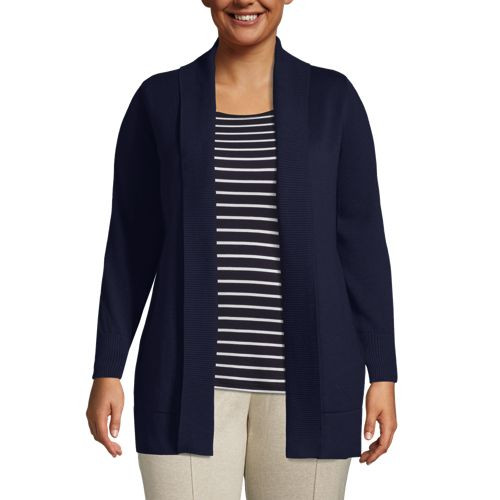 Women's Cotton Modal Shawl Collar Cardigan Sweater - Lands' End - Ivory - S | Lands' End (US)