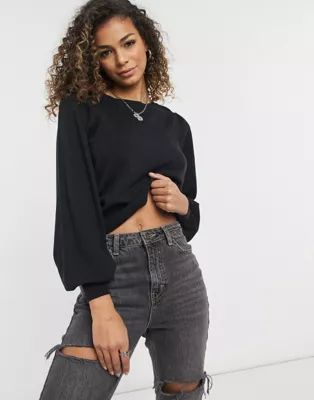 Only balloon sleeve sweater in black | ASOS (Global)