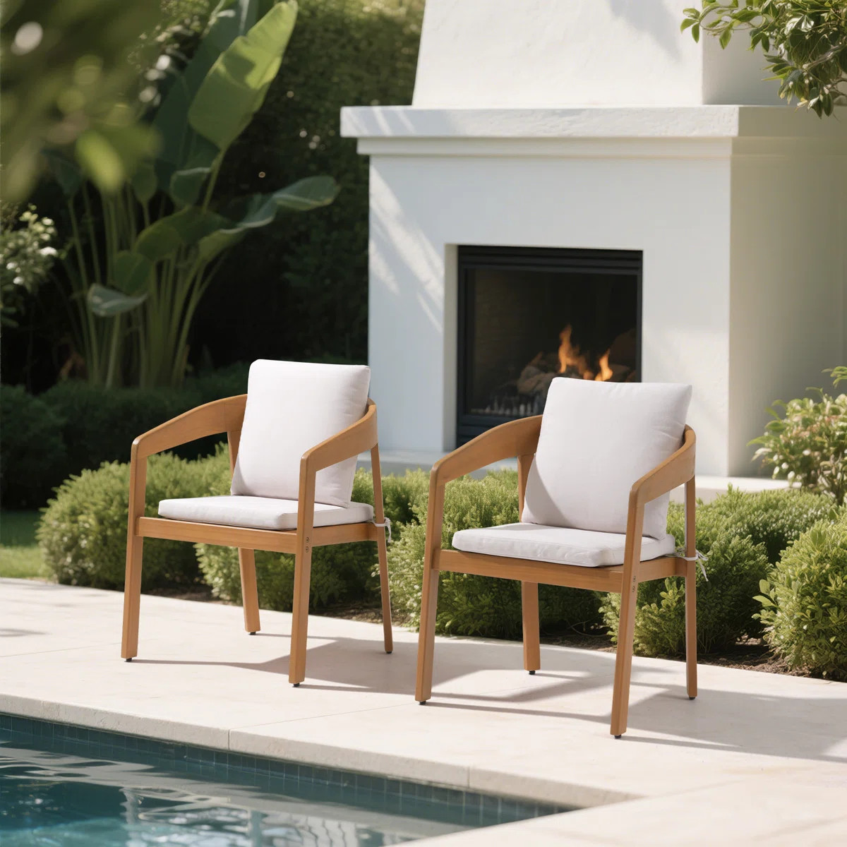 Outdoor Dining Armchair With Cushions (Set of 2) | Wayfair North America