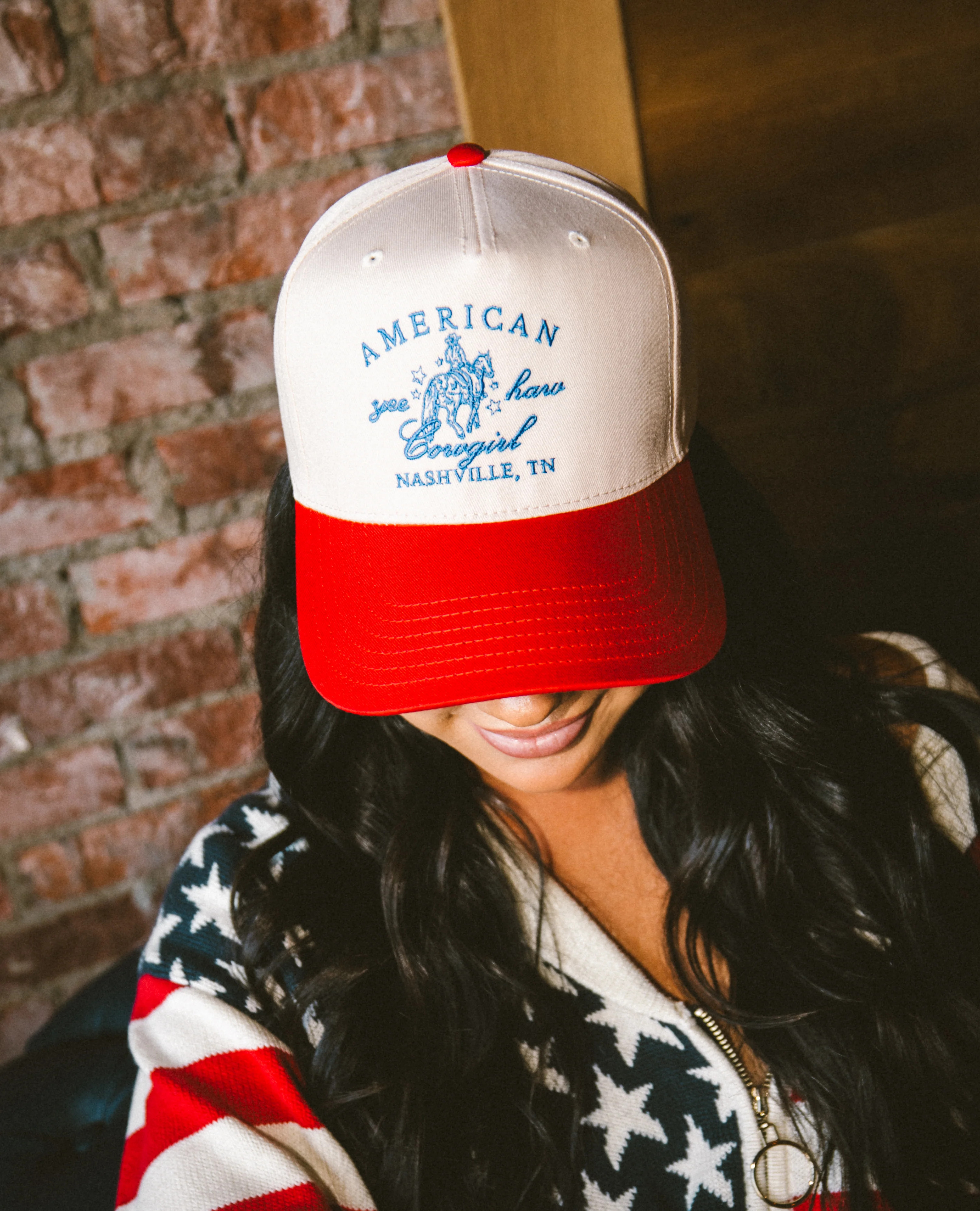 American Cowgirl - Red Vintage Trucker Hat - PREORDER | KenzKustomz