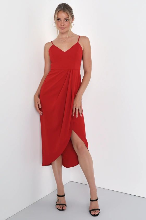 Reinette Rust Red Midi Dress | Lulus (US)