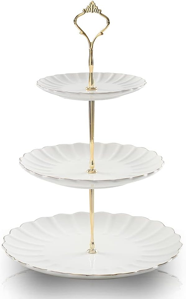 Sweejar 3 Tier Ceramic Cake Stand Wedding, Dessert Cupcake Stand for Tea Party Serving Platter (B... | Amazon (US)
