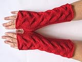 Deep Red fingerless gloves 10" arm warmers mittens, Acrylic | Amazon (US)