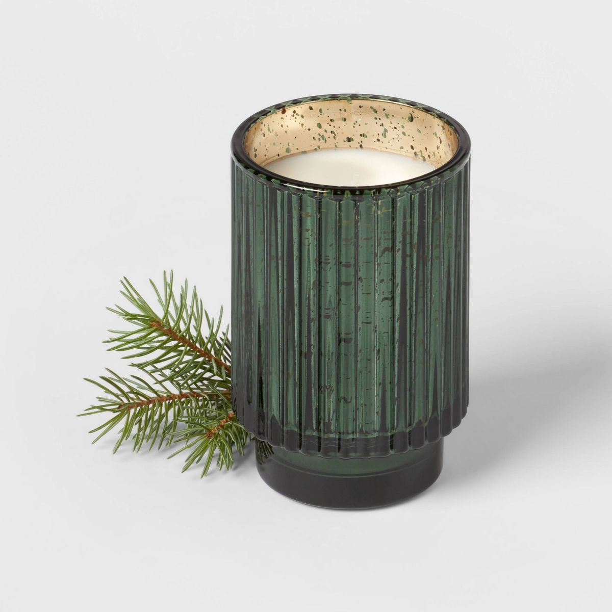10oz Mercury Footed Ribbed Glass with Dustcover Green/Forest Fir - Threshold™ | Target