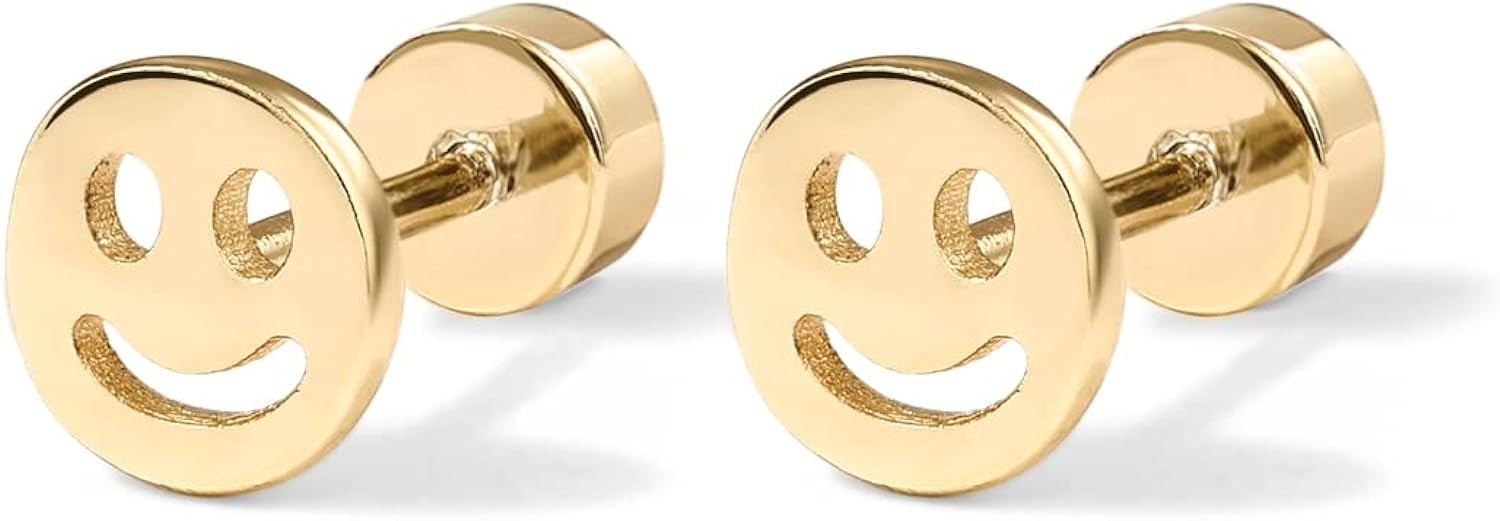 PAVOI 14K Gold Plated Solid 925 Sterling Silver Post Flat Back Stud Earrings for Women | Cartilag... | Amazon (US)