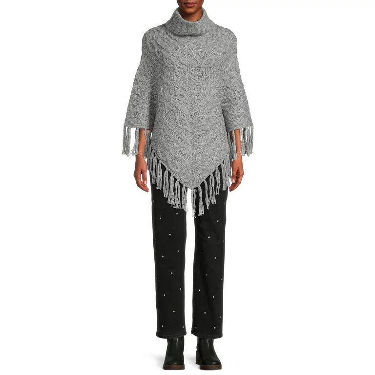 Time and Tru Adult Women's Cowl Neck Poncho | Walmart (US)