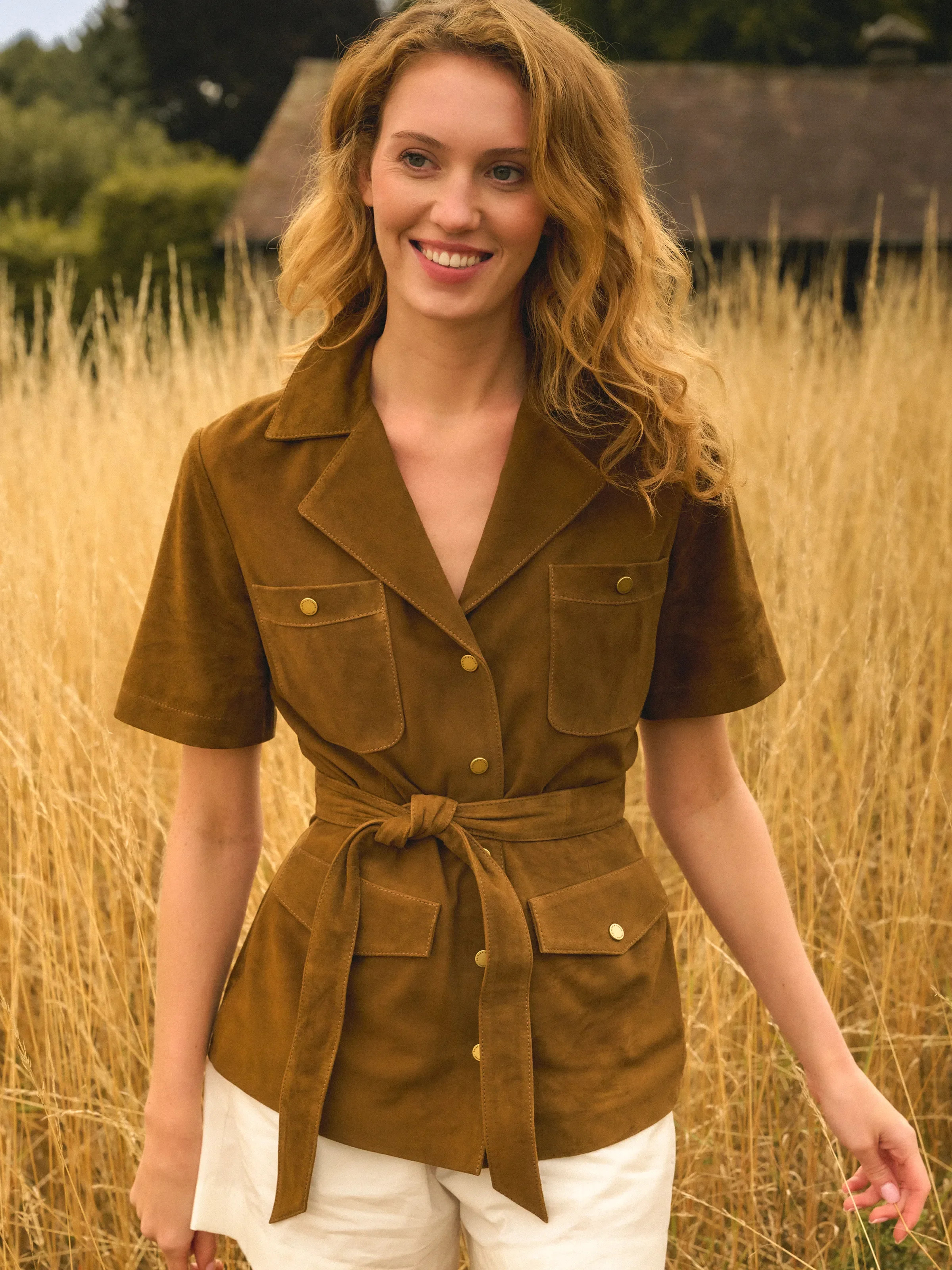 Jessie - Women's Top - Dark Tan Suede | Fairfax & Favor | Fairfax & Favor (UK)