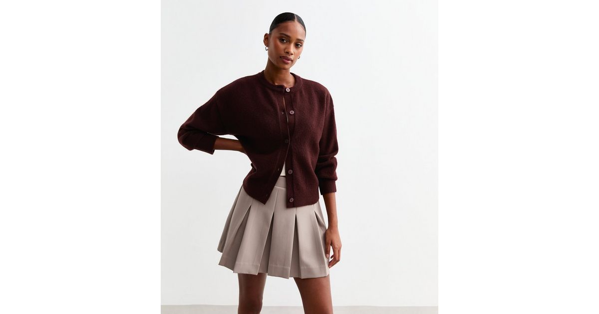 Burgundy Soft Knit Crew Neck Cardigan | New Look | New Look (UK)