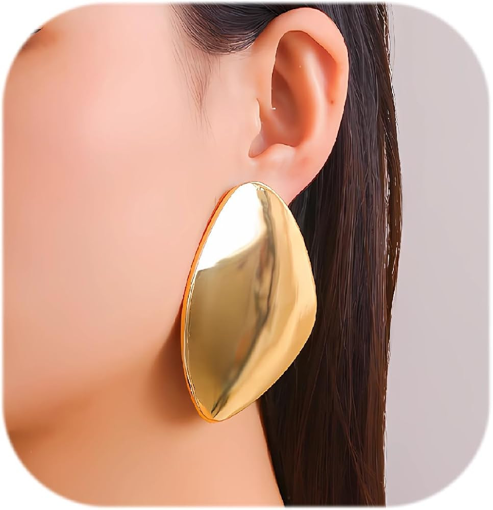 Statement Earrings for Women Chunky Gold Earring Hypoallergenic Big Geometri Drop Earrings Punk D... | Amazon (US)