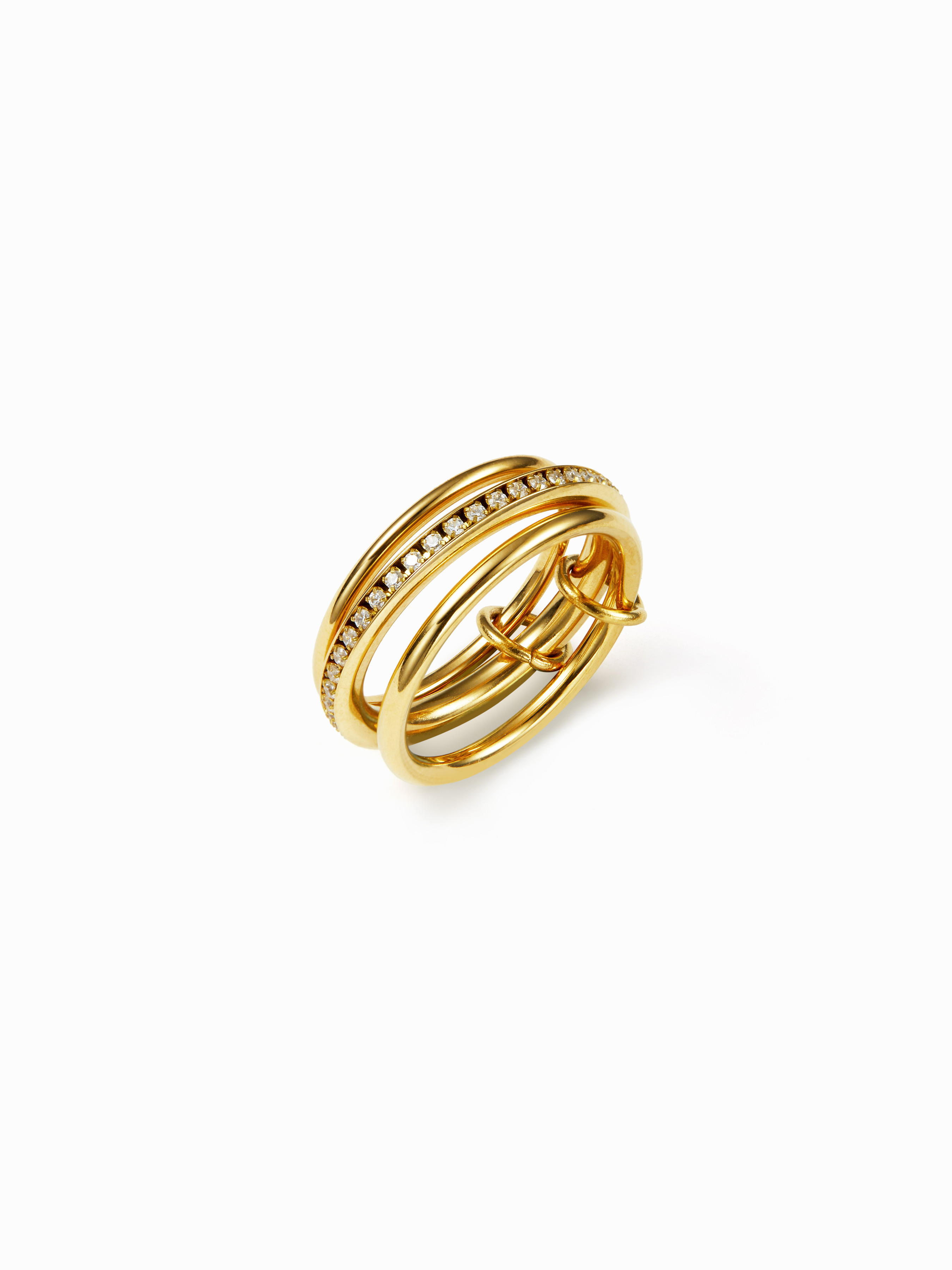 Stainless Steel RHINESTONE DECOR 18K GOLD PLATED STAINLESS STEEL LINKED BAND RING For Date Party/... | Cider