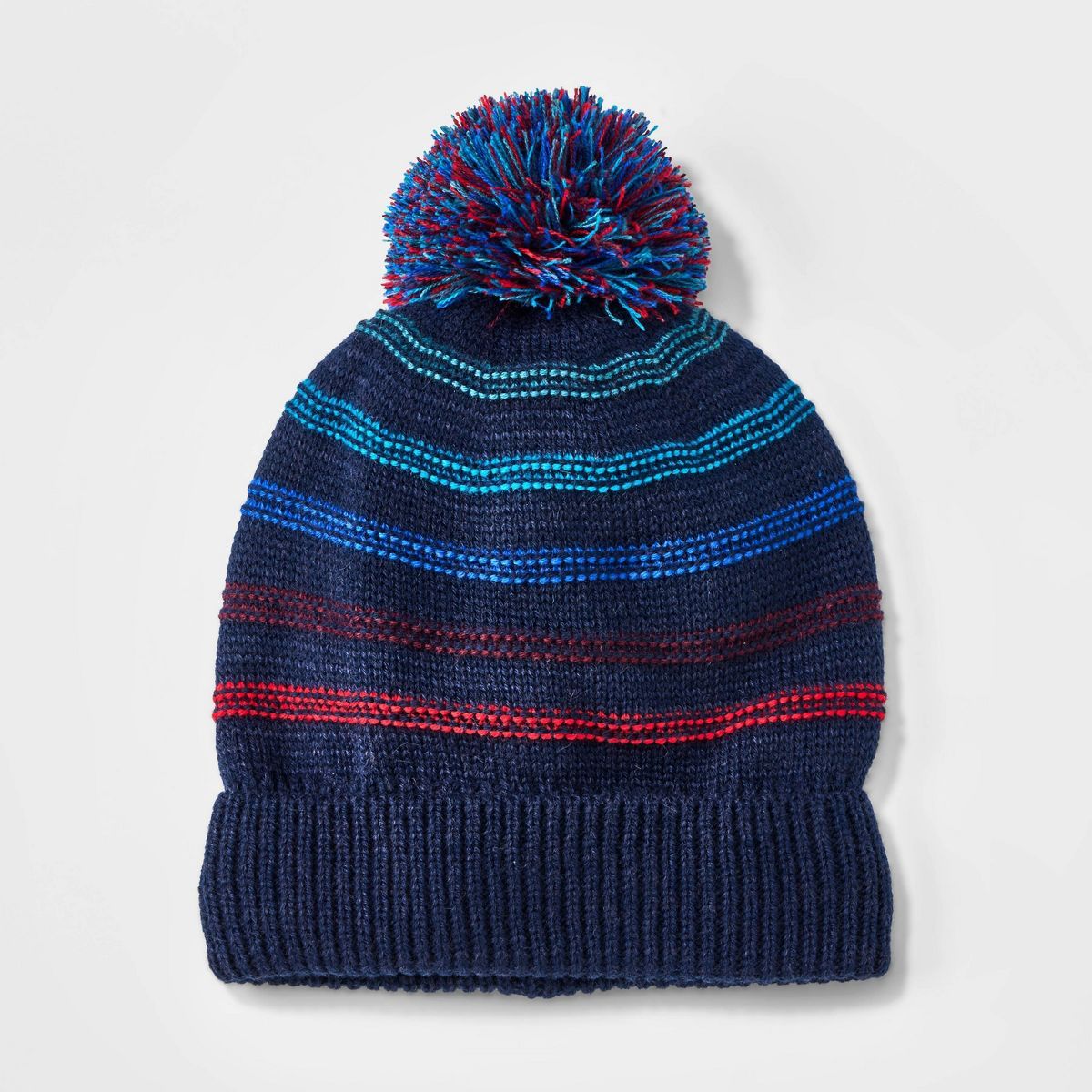 Toddler Striped Beanie - Cat & Jack™ Navy Blue 2T-5T | Target