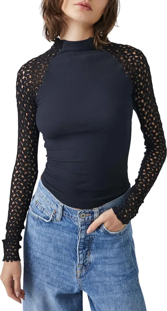 Free People Clemente Mixed Media Stretch Cotton Top | Nordstrom | Nordstrom