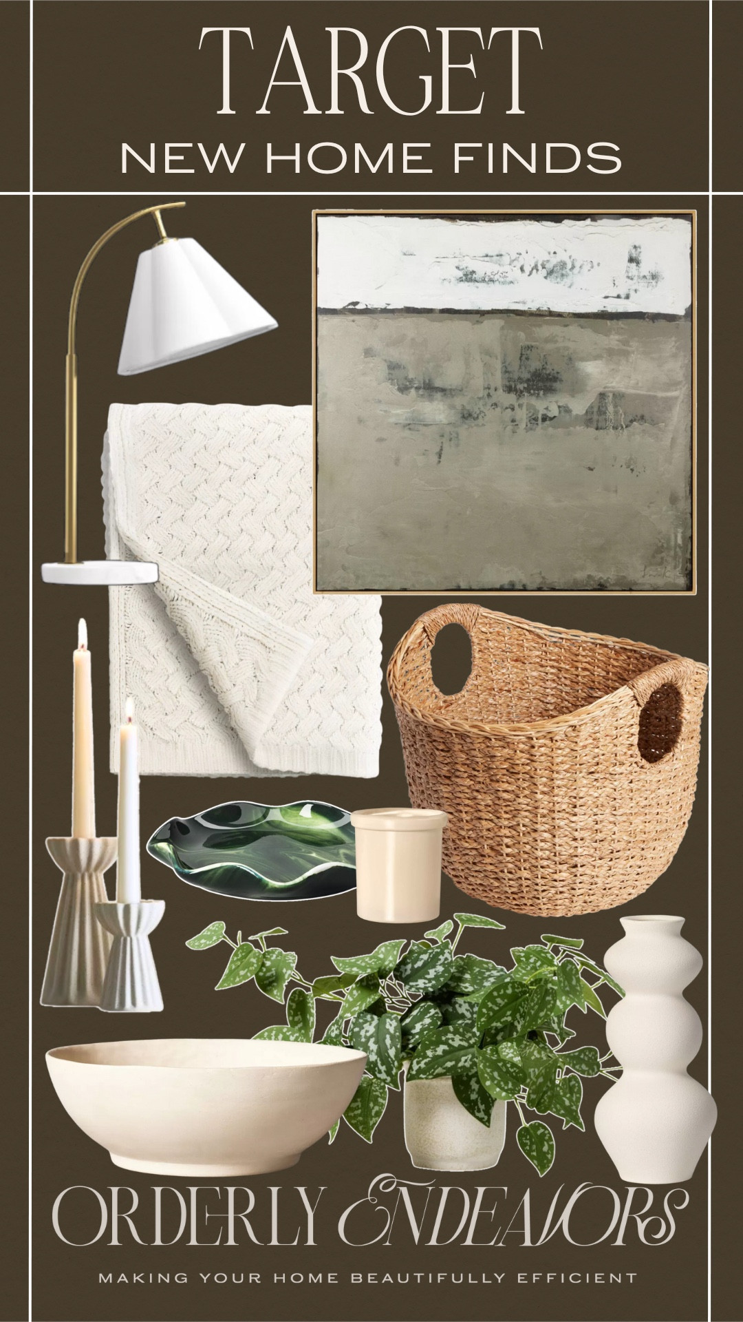 New Target home finds include basket, vase, faux plant, candle, small tray, candle stick holders, throw blanket, wall art, and table lamp.

Home decor, affordable home finds, winter home finds

#LTKFindsUnder100 #LTKStyleTip #LTKHome