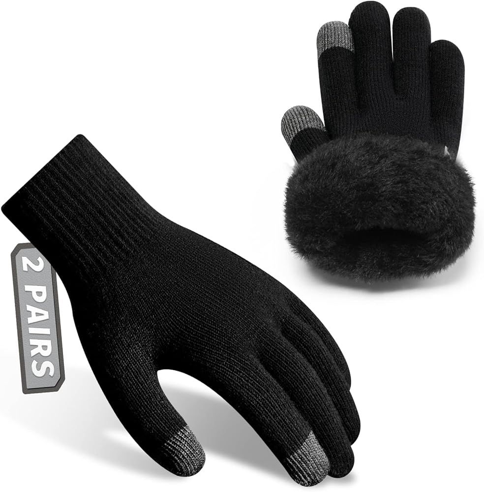 Rahhint Wool Winter Gloves Men Women Fleece lined Knit Gloves with Touchscreen Fingers Insulated ... | Amazon (US)