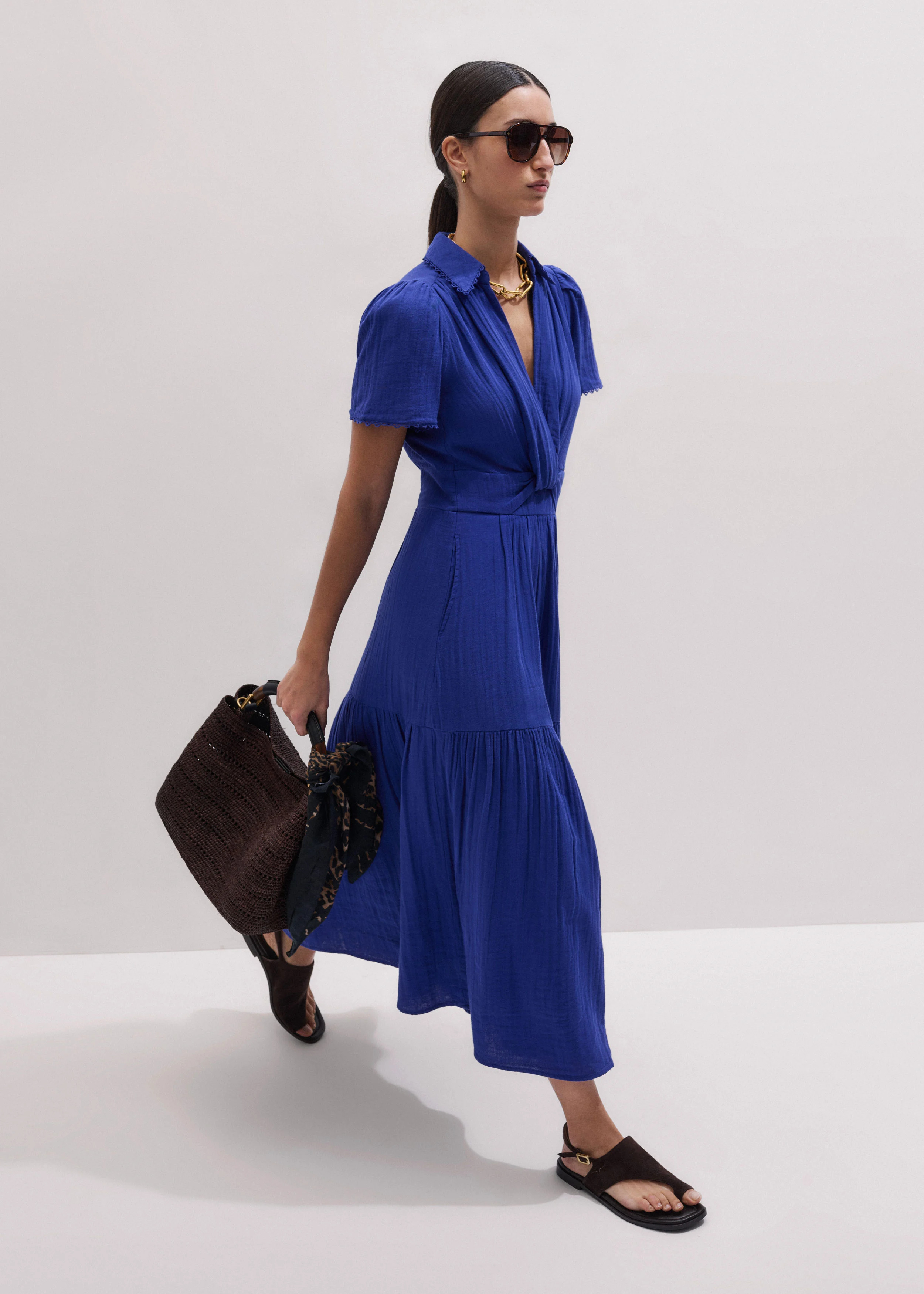 Twist Front Maxi Dress Cotton Cheesecloth | ME+EM US