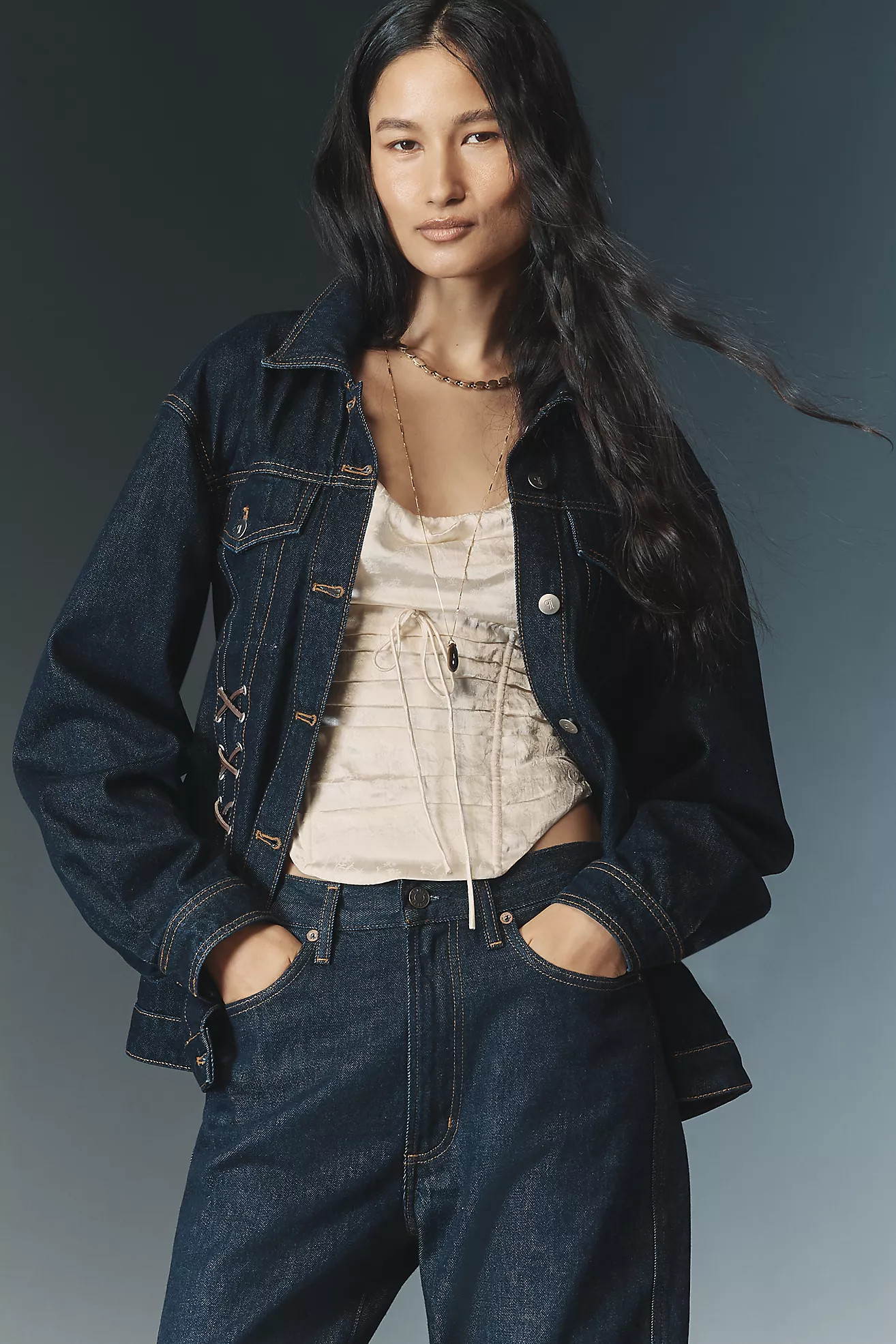 Pilcro Corset Denim Jacket | Anthropologie (US)