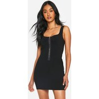 Womens Corset Bengaline Strappy Bodycon Dress - Black - 14 | boohoo (US & Canada)