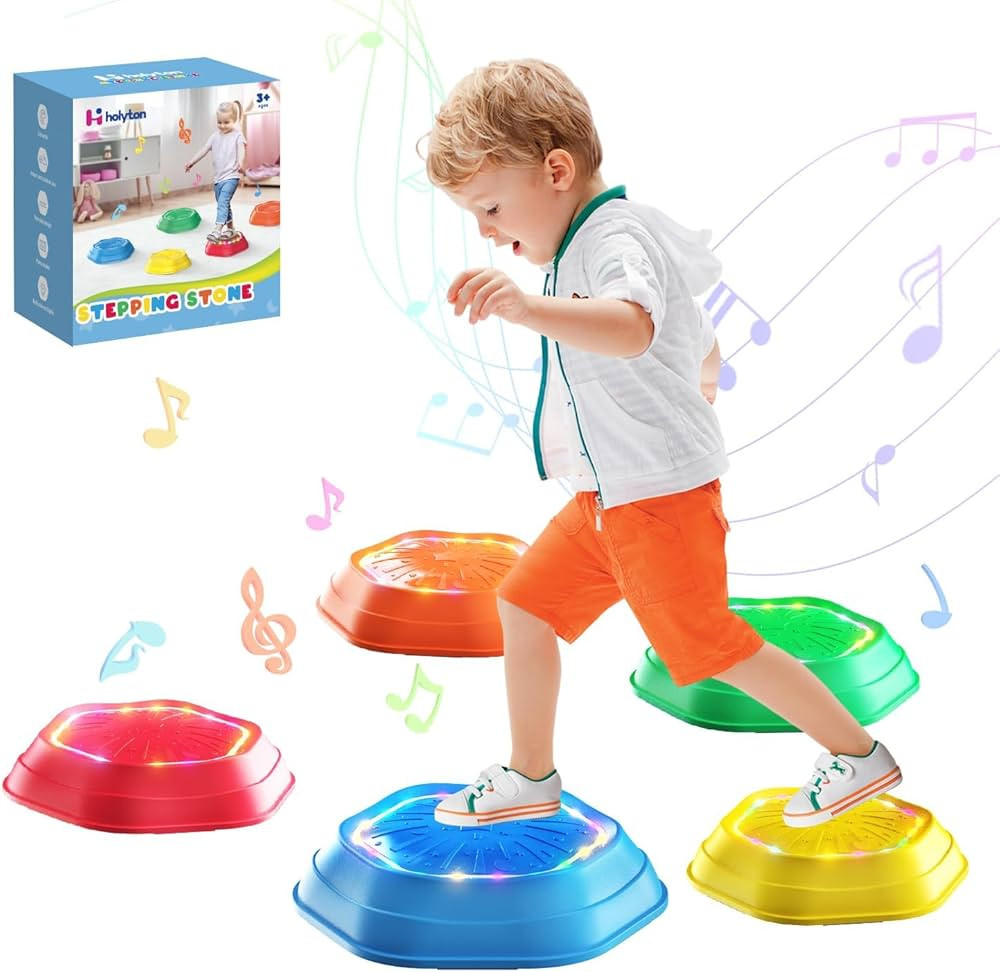 Holyton Music & Light up stepping stones for kids,5 pcs Stepping Stone,Non-Slip,Encourage Toddler... | Amazon (US)