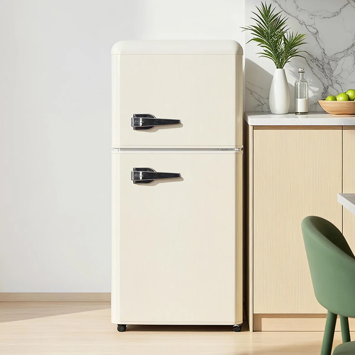 3.5 Cu.ft Mini Fridge Double Door Small Refrigerator With Freezer, 7 Level Adjustable Thermostat ... | Wayfair North America