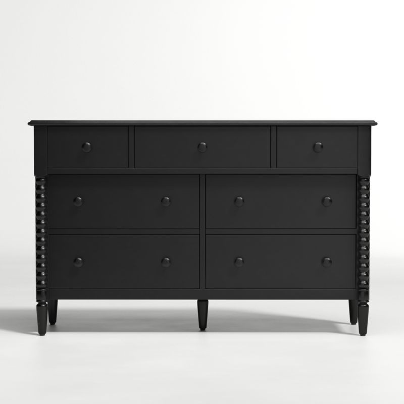 Jenny Lind Black Spindle Wood 7-Drawer Wide Kids Dresser + Reviews | Crate & Kids | Crate & Barrel