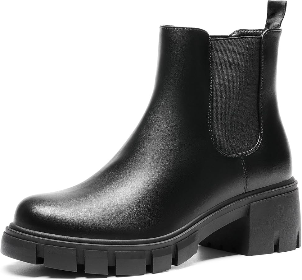 DREAM PAIRS Women's Elastic Chelsea Ankle Boots Platform Low Chunky Block Heel Lug Sole Slip on F... | Amazon (US)