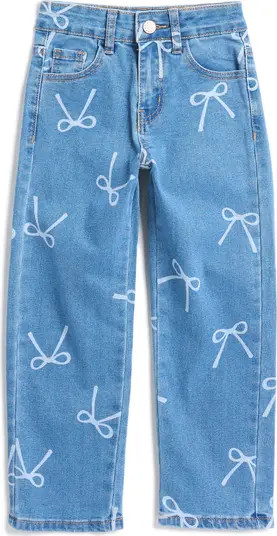 GOGO STAR Kids' Bow Print Straight Leg Jeans | Nordstromrack | Nordstrom Rack