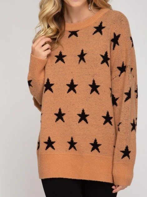 Cassie Star Knit Sweater-Cinnamon | Kell Parker