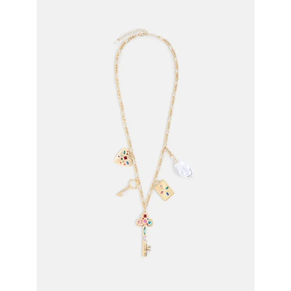 Free Assembly Women's Gold Tone Charm Necklace, 22" + 3" Extender | Walmart (US)