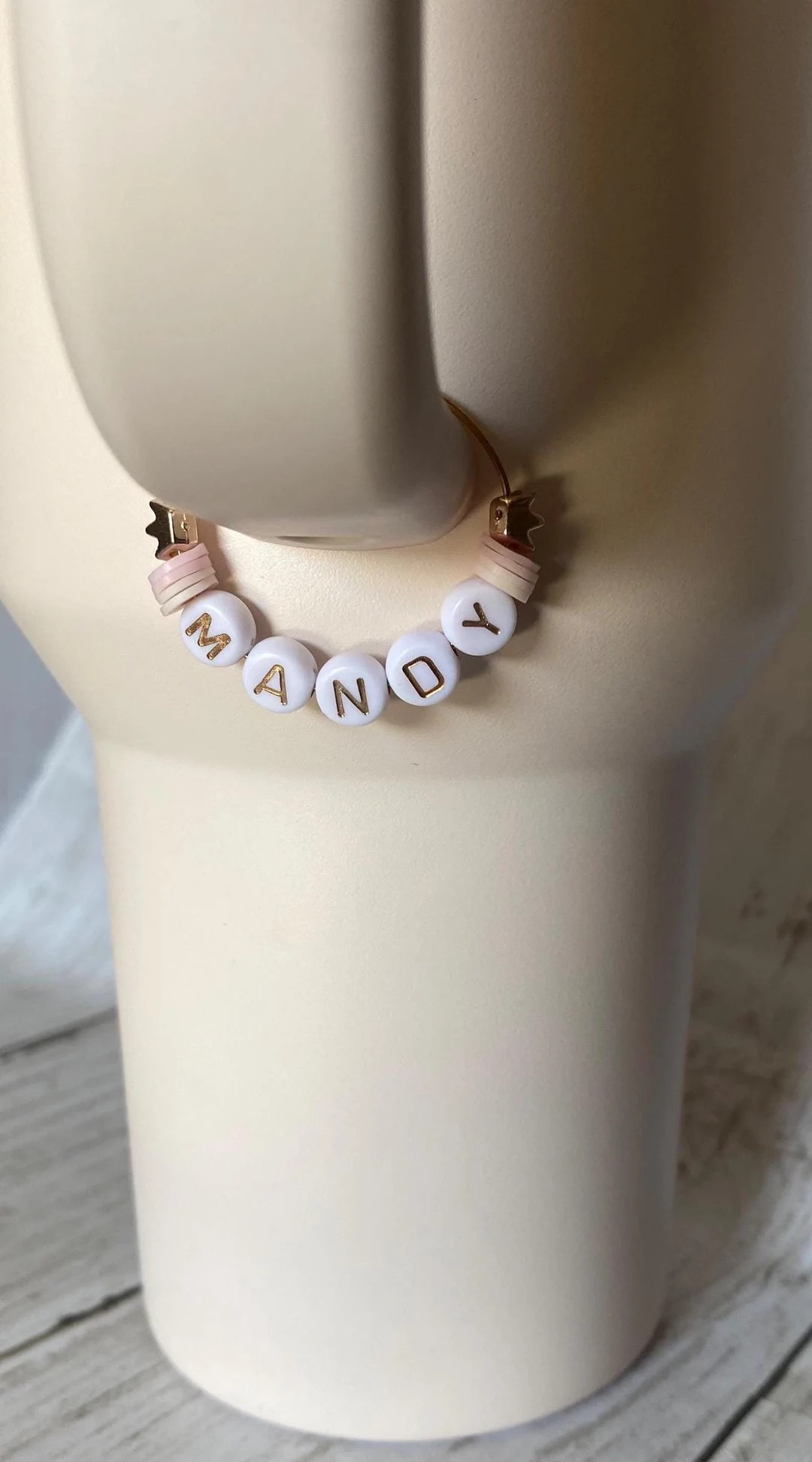 Custom Tumbler, Cup, Wine Glass Charm Personalized With Your Name and Choice of Colored Beads and... | Etsy (US)