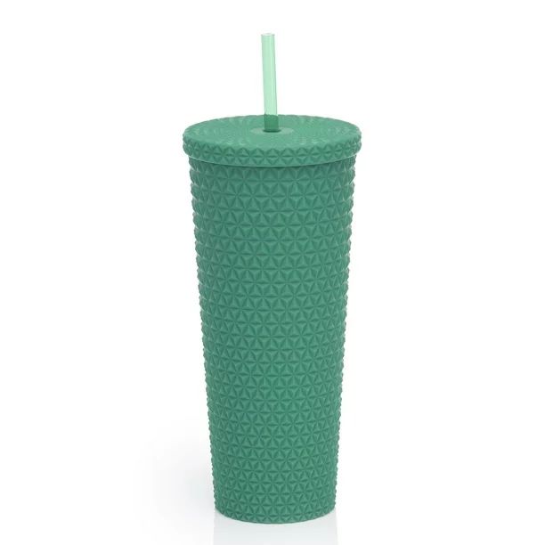 Mainstays 4pk 26oz DW AS Plastic Soft Touch Textured Tumbler with Straw, Green | Walmart (US)