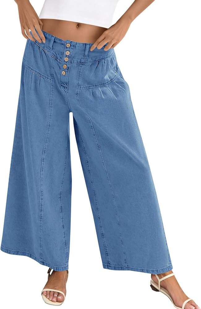Cicy Bell Womens Wide Leg Jeans Baggy Elastic Waist Button Boyfriend Casual Loose Denim Pants wit... | Amazon (US)