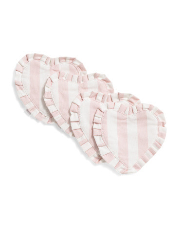 Set Of 4 Heart Coasters, Cotton | TJ Maxx