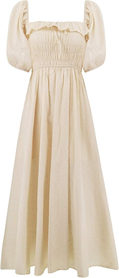 R.Vivimos Women Summer Half Sleeve Cotton Ruffled Vintage Elegant Backless A Line Flowy Long Dres... | Amazon (US)