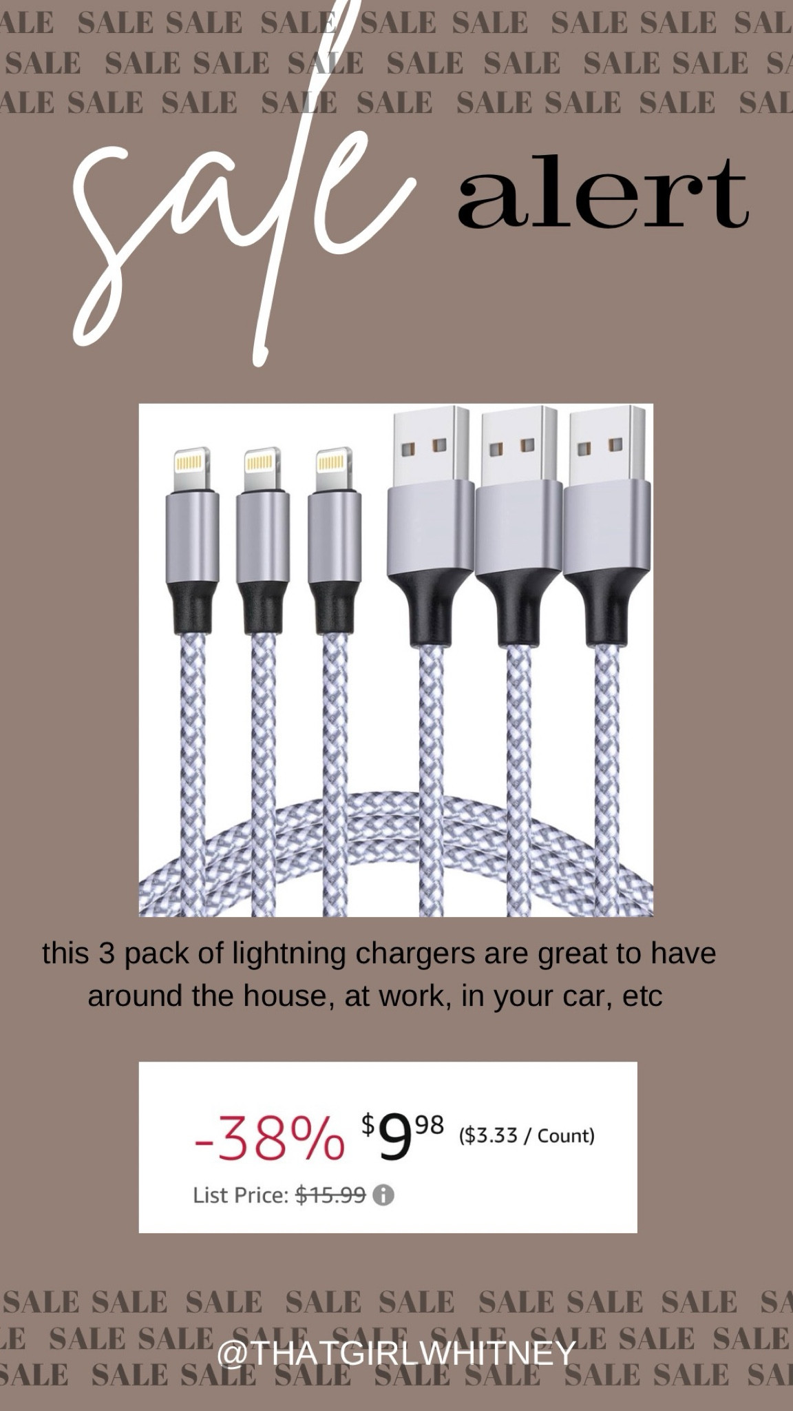 These chargers are great to have on hand. I keep one in the car, in the office, the kitchen, the bedroom. They’re lightning chargers and so they work super quickly  

#LTKfindsunder50 #LTKhome #LTKsalealert