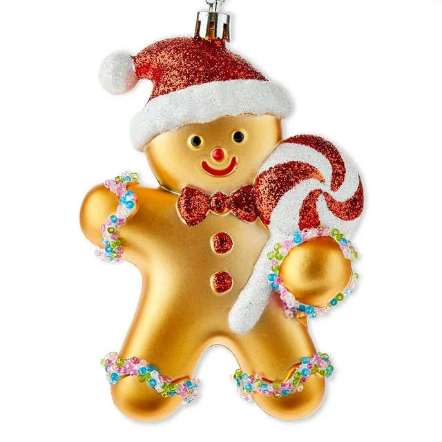 Red and White Candy Gingerbread Man Christmas Ornament, 5 in, by Holiday Time - Walmart.com | Walmart (US)