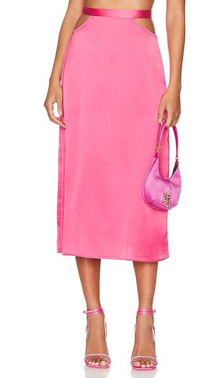 Cut Out Midi Skirt in Hot Pink | Revolve Clothing (Global)
