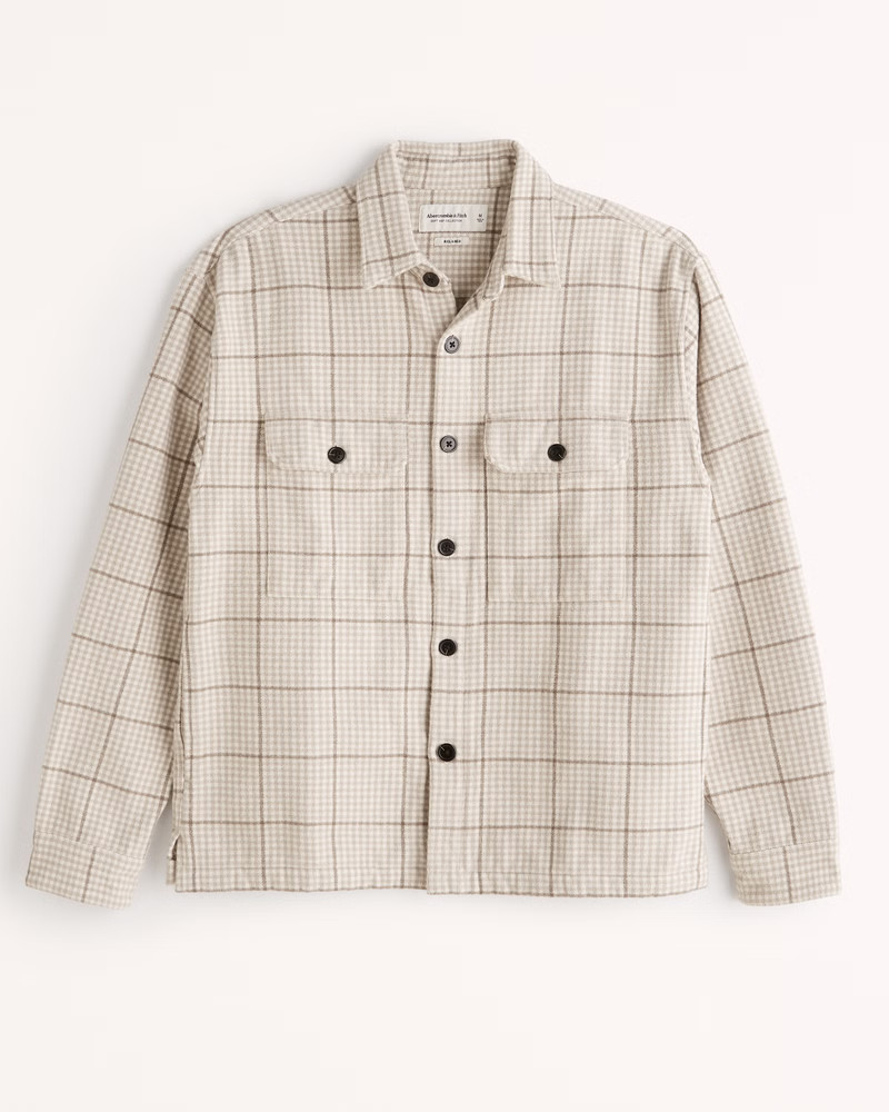 Relaxed Heavyweight Flannel Shirt Jacket | Abercrombie & Fitch (US)