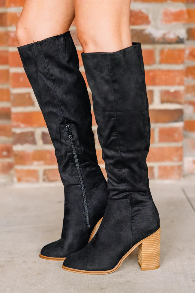 Step It Up Black Heeled Boots | The Mint Julep Boutique