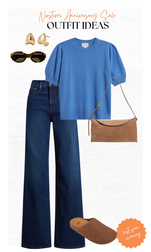 Another cute Nordstrom outfit from the Anniversary Sale! Love this blue top with these dark wash jeans. All so affordable!  

 #LTKootd #LTKSeasonal #LTKOver40