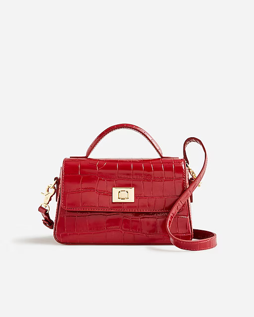 Small Edie top-handle bag in Italian croc-embossed leather | J. Crew US