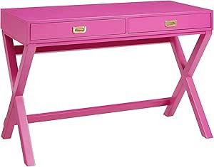 Linon PG138RSP01U Linon Home Decor Peggy Raspberry Pink Writing Desk Desk, Raspberry Pink, 44"W x... | Amazon (US)