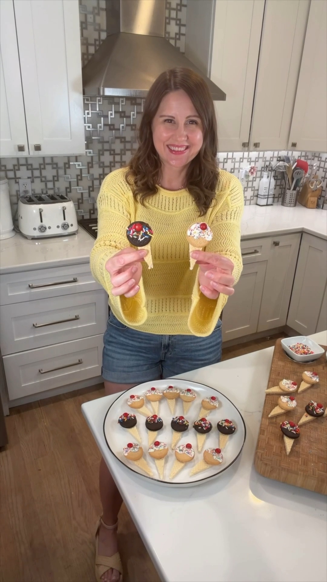 These mini cookie ice cream cones are almost too cute to eat 🍦✨

I used vanilla wafer cookies for the cones, Oreo Thins for the base, melted chocolate for the “ice cream,” then topped them with an M&M “cherry” and sprinkles!

Such a fun little treat for summer parties, birthdays, or just a cute baking activity with the kids 💕 Linking what I used!

#LTKFamily #SummerTreats #EasyDessert #KidFriendlyTreats #PartyTreats #CuteDesserts

#LTKfoodie #LTKHome #LTKmomlife