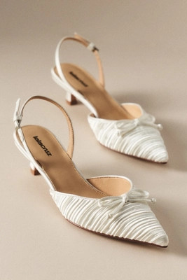 Lola Cruz Pleated Bow Kitten Heels | Anthropologie (US)