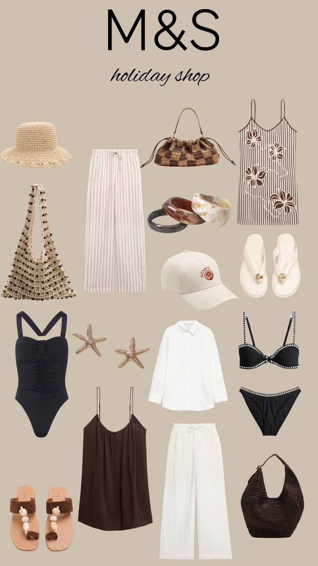 M&S holiday shop 🤎 so many dreamy bits 

sandals, shirt, linen trouser, crochet bag, starfish earring, bangles, swimwear, bikini, hat, cap

#LTKTravel #LTKUK #LTKSwim