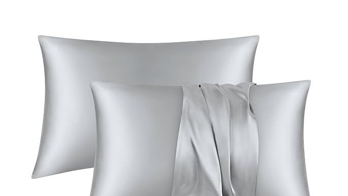 Bedsure Satin Pillowcase for Hair and Skin Queen - Dark Grey Silk Pillowcase 2 Pack 20x30 inches ... | Amazon (US)